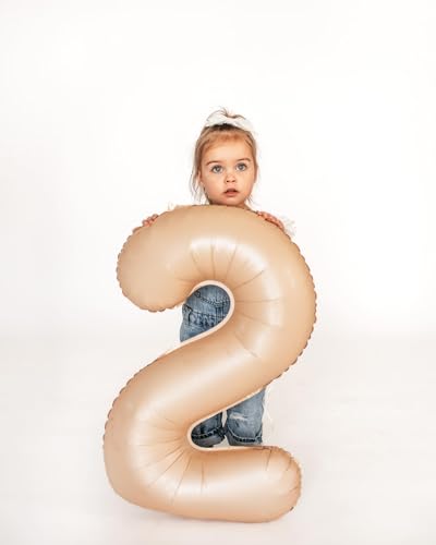Image of Light Brown Number Balloon 40 Inch, Tan 0 Number Balloons, Khaki 10 20 30 40 50 Numbers Balloon Beige Birthday Decorations, Sandy Brown Party Supplies for Women Men