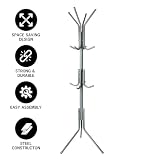1ABOVE Metalowy wieszak na ubrania, 12 haczyków, wolnostojące drzewko na ubrania, do domu, biura, sypialni, przedpokoju, idealny na czapki, szaliki, płaszcze, kurtki, parasole i torby, H-170 cm