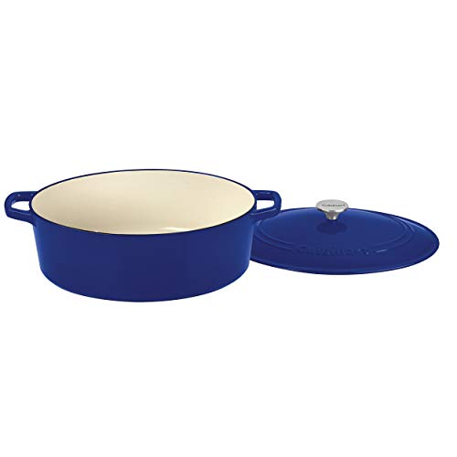 Image of Cuisinart Chef's Classic Enameled Cast Iron Dutch Oven with Lid, Porcelain Enameled Interior, Oven Safe, Induction Compatible, 7-Quart, Oval, Cobalt
