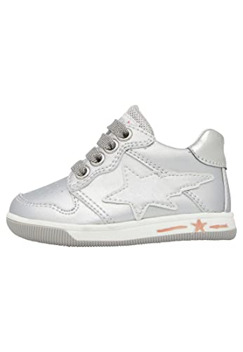 Baskets en cuir Falcotto Frankie argent 26 haut de gamme pour enfant