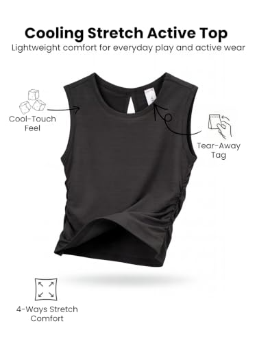 Image of WELAKEN Girls' Athletic Tank Top - Mesh Open Back Sleeveless Sports Shirt for Active Kids