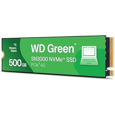 Western Digital 500GB WD Green SN3000 NVMe Internal SSD - Solid State Drive - Gen4 PCIe, M.2 2280, Up to 5,000 MB/s - WDS500G4G0E