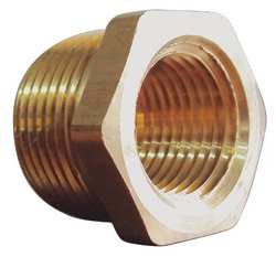 Industrial Grade 6AYW9 Pipe Bushing, Brass, 1/2 x 3/8 In, PK10