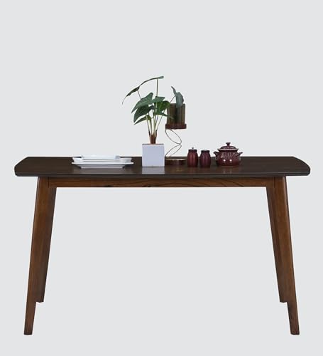 Image of Mintwud Pepperfry Solid Wood 6 Seater Dining Table Set with Cushion Chairs & Bench | Wooden Dining Table Six Seater Furniture for Dining Room, Kitchen and Living Room (Walnut Finish)