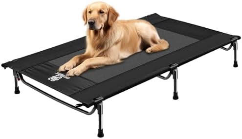 OneTigris Hundeliege Outdoor, erhöhtes Hundebett 130x70 cm Höhe 21cm, Express-Einrichtung Stabil, bequem und atmungsaktiv Haltbar und einfach zu reinigen Camping Haustier Bett, Kat