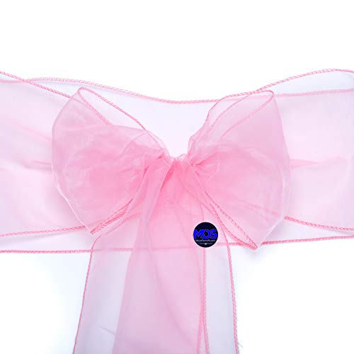 Mds Pack Of 100 Organza Chair Sash Bow Sashes For Wedding And Events Supplies Party Decoration Chair Cover Sash -Blush Pink #TOP5