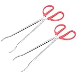 Zerodeko ステンレス製歯付き曲げペンチ ゴミ拾いツール バーベキュートング 赤プラ製グリップ付き 使いやすい便利なゴミクリップ 2個セット
