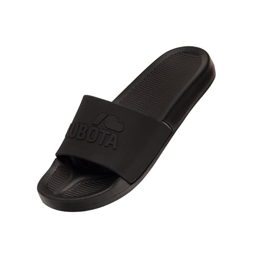 Kubota Basic Plain Slide Sandals for Men Summer Pool Slides Waterproof Non-Slip Shower Slippers Lightweight House Flip-Flops for Beach Gym - Black 45