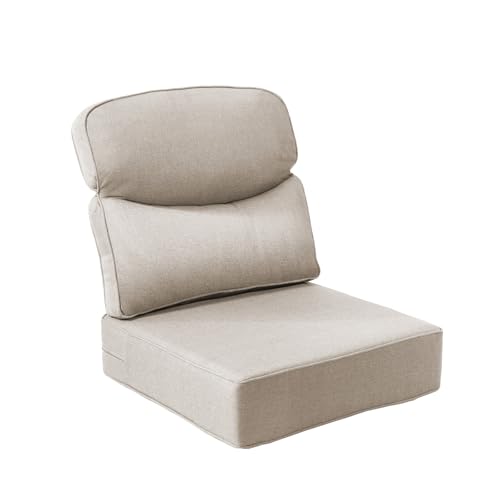 Image of Luxury 6-Inch Outdoor Chair Cushions - 24 inch* 24 inch Patio Furniture Cushions with Dual Layer Back Support & Removable Cover, 28D High Density Sponge Patio Cushion for Outdoor Furniture Couch Beige