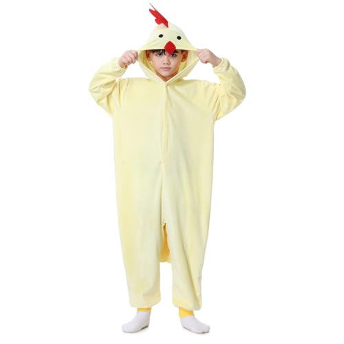 Kids Chicken Costume Costume Boys & Girls Chick Costumes with Yellow Wing Farm Animal Fancy Dress for Halloween, Winter Droving Festival, Carnival, Children's Day and Birthday Party (3-4 Yrs, 110CM)