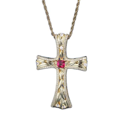 Collier pendentif croix émeraude rubis 5 * 5mm cadeau femme