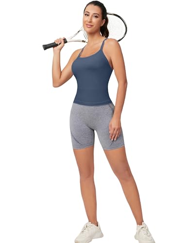 Image of MathCat Workout Tank Tops for Women with Built in Bra, Sleeveless Gym Tops Seamless Racerback Athletic Yoga Shirts