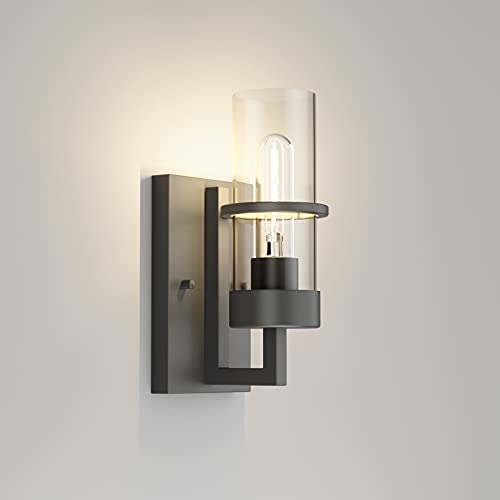 Tipace Black Wall Light Fixtures,Industrial Wall Sconces Clear Glass Wall Mount Sconce,Wall Lamp for Living Room Bedroom Hallway(Bulb not Include) by Tipace - Used condition - US$28.44
