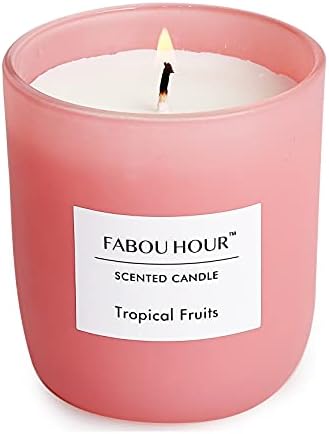FABOU Hour Candles for Home Scented, 7.7oz Tropical Fruits Aromatherapy Candles Scented with Long Lasting Burning, Highly Home Scented Candles for Stress Relief Relaxation, Jar Candle Gifts