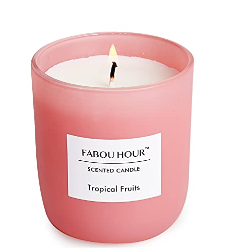 Fabou Hour Candles For Home Scented, 7.7Oz Tropical Fruits Aromatherapy Candles Scented With Long Lasting Burning, Highly Home Scented Candles For Stress Relief Relaxation, Jar Candle Gifts #TOP7