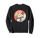 Japanese Minimalist 1950s Retro Space Cat Good Luck Kanji Sweatshirt