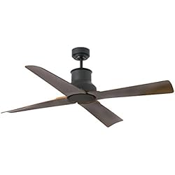 Ventilador Winche Faro Barcelona 33481 - WINCHE Ventilador de techo ø130 motor DC Negro Mate 4 Palas color marron ip44