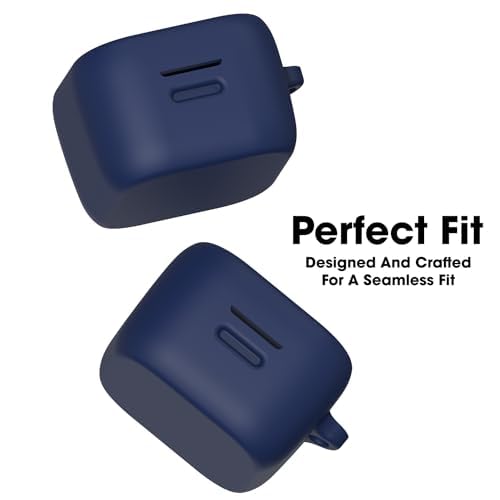 Image of Sounce Earphone Case Cover Compatible for Boat Airdopes Fuel, Soft Silicone Skin Case Cover Shock-Absorbing Protective Case with Keychain [Front LED Visible](Blue)