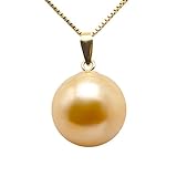 Schmuck für Frauen - Klassischer 18 Karat Gold Anhänger mit einer 11,5 mm runden goldenen Südsee-Zuchtperle. Der Anhänger selbst ist exquisit aus 18 Karat Gelbgold gefertigt.