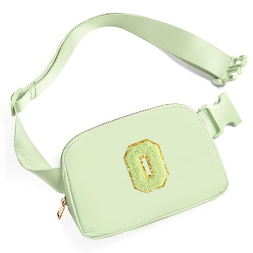 Image of Gitus Gifts for 8 9 10 11 12 Year Old Girls Belt Bag Fanny Pack Crossbody Bags with Initial Letter Patch Cute Stuff Birthday Gifts for Teen Girls Women Personalized Trend Stuff (Light Green-O)