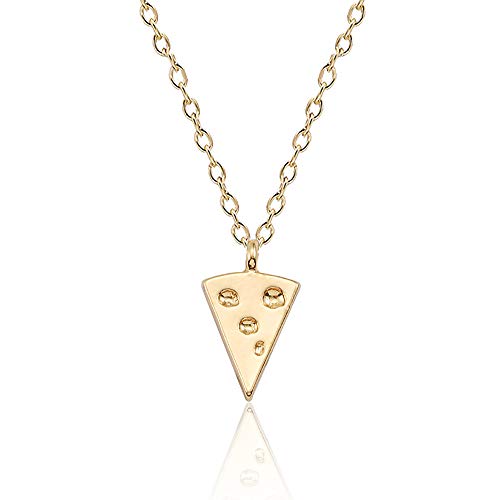 YOOESTORES82 YOOE Cute Geometric Triangle Cheese Pendant Necklace,Creative Pizza Stitching Chain Good Friend Soul Sister Necklace (Gold)