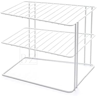 B & Z 3 Tier Cabinet Dish Rack - Corner Dish Organizer - Cabinet Storage Shelf rack - Work Top Kitchen Plate Organizer | Heavy Duty, Multipurpose Spacious & Rust Free | White (25cm x 25cm x 19.5cm)