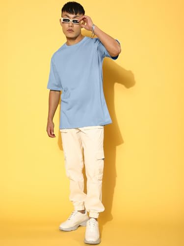 Image of Veirdo Cotton Drop Shoulder Round Neck Oversized Baggy Fit Front & Back Graphic Printed Half Sleeve T-Shirt Men (Available in from S to 2XL)