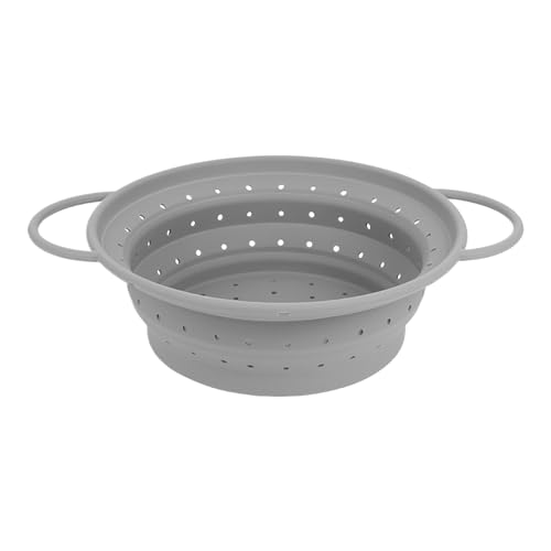 1 Piece Folding Drain Basket, Foldable Sieve Basket, Silicone Drainer, Kitchen Strainer, Multifunctional Fruit and Vegetable Sieve, Suitable for Kitchens and Restaurants (Grey)