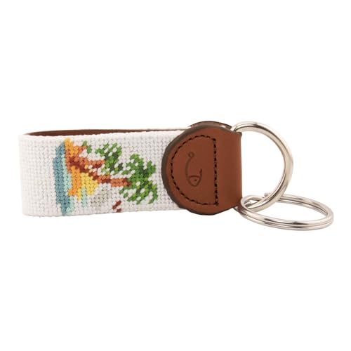 Image of Leather Hand-Stitched Needlepoint Key Fob or Key Chain