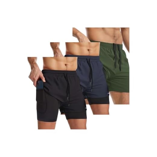 Kit 3 Bermuda Shorts 2 Em 1 Masculino Academia Dryfit Treino (BR, Alfa, G, Regular, Regular, Preto/Marinho/Musgo)