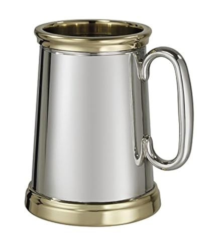 Wentworth Pewter - Wortley X Range Pewter and Brass heavy 1 pint tankard