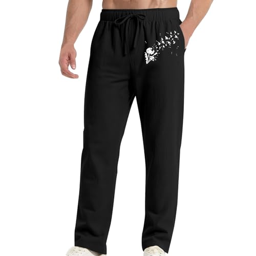 Pantalon en lin pour homme élégant à coupe droite soignée, un basique haut de gamme et épuré