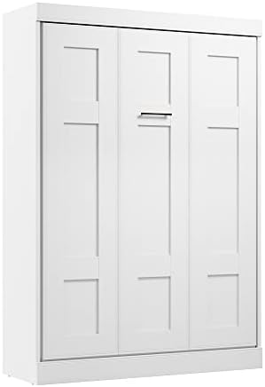 Bestar Edge 60-inch Full Murphy Bed in White, Space-Saving Wall Bed for Guest Room or Multipurpose Home Office
