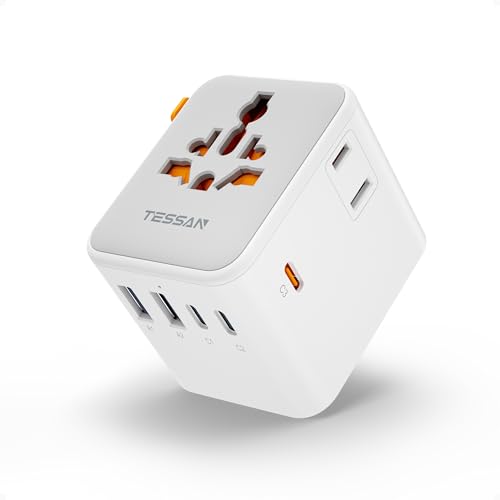 65W急速充電 変換プラグ 全世界対応 TESSAN 海外 変換プラグ 2AC差込口 5USB（3USB-C） 電源アダプター C BF O Aタイプ 海外コンセント自由変換 韓国 オーストラリア シンガポール イギリス タイ ベトナム ヨーロッパ用 旅行 便利グッズ