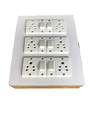 Image of Electric Extension Wooden Board (1 Meter 3Core Wire) (6 Socket 6Switch-6x8x2)