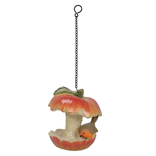 Pinson sur pomme rouge statue de jardin suspendre pour terrasse balcon