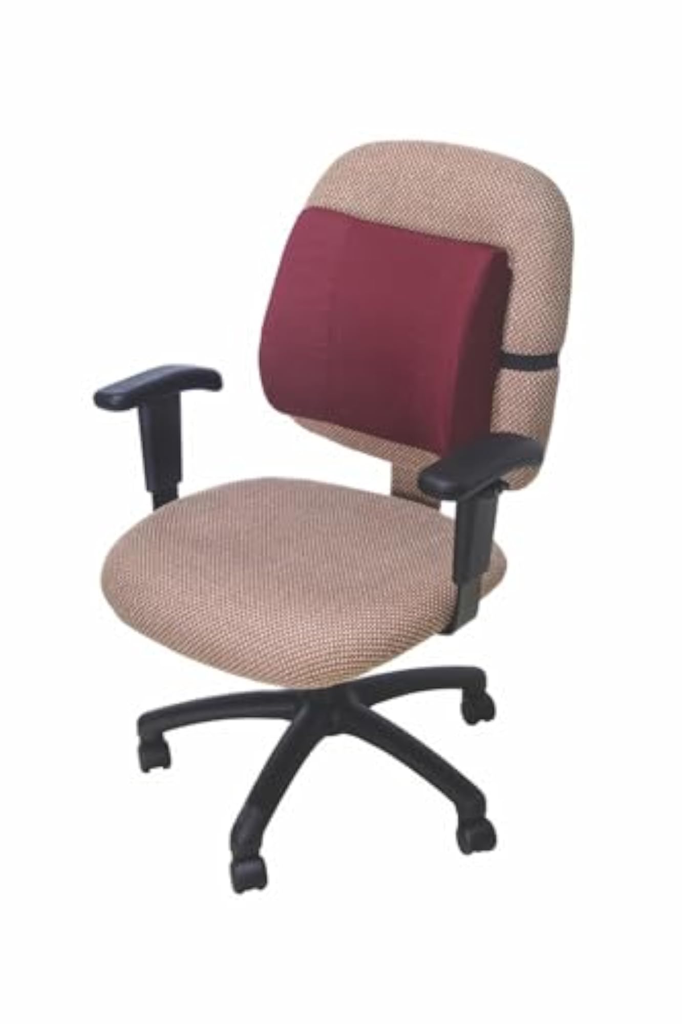 Molded Lumbar Cushion with Elastic Strap, Burgundy