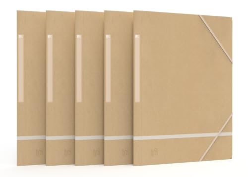 OXFORD Lot de 20 Chemises 3 rabats à élastique Touareg format 24 x 32 Kraft Naturel