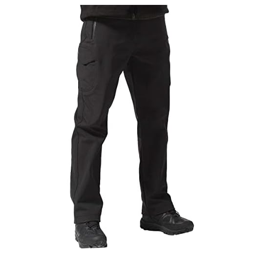 FREE SOLDIER herr softshell fleece fodrade promenadbyxor vattentäta vindtäta varma vinterbyxor Svart 36UK_52EU