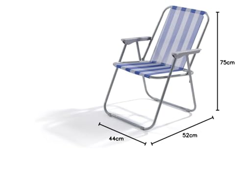 VERDELOOK Sedia Lanzarote Pieghevole da Spiaggia 52x44x75 cm, Bianco/Blu Giardino Esterni - 2