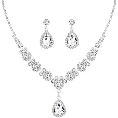 Tobestu Teardrop Pendant Necklace and Earrings Set Cover