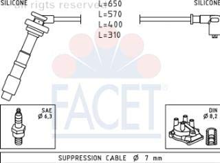 Juego de cables de encendido Facet con alta resistencia térmica para motor