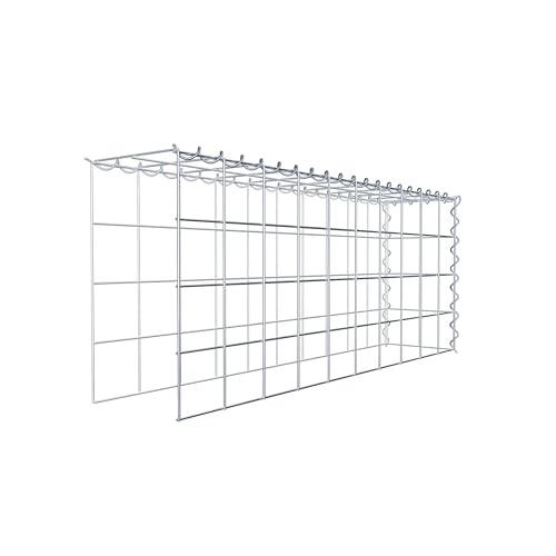 GABIONA Cesta de piedra rectangular de 10 x 10 cm, profundidad de 20 cm, cesta de cultivo tipo 4, cierre de espiral, galvanizada (100 x 40 x 20 cm)