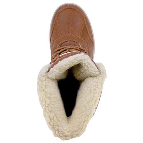 Nautica Mens Lockview Sherpa Fur Insulated Weather-Resistant Snow Boot-Tan 3 Sherpa-13 #TOP3