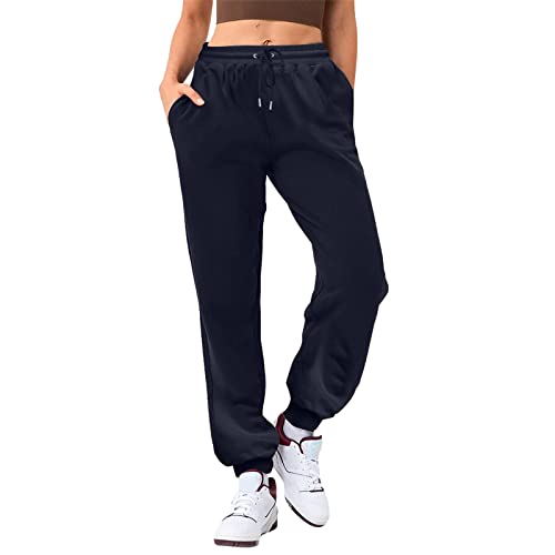 Sweatpants for Tall Women Drawstring High Waist Lounge Jogger Pants Solid Color Baggy Lightweight Comfy Trousers with Pocket2