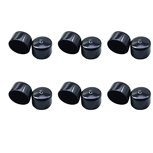 Acocony 1 1/4 Inch Rubber Cap Round 1.25 Inch Rubber End Caps PVC Flexible Protector Plastic Plugs for Round Holes Black Pack of 12