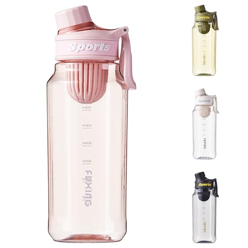 Greyoe 1 Stück Sport Protein Shaker Wasserflasche, Hochwertiger Protein Shaker PC+PP, für Fitness Herren und Damen Sport Outdoor und täglichen Gebrauch (pink 750ml)