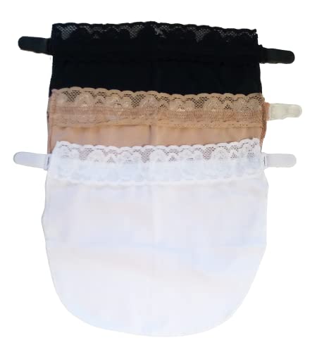 3 Tapa Decote Com Renda trabalho vestido decotado Segurança (Branco)