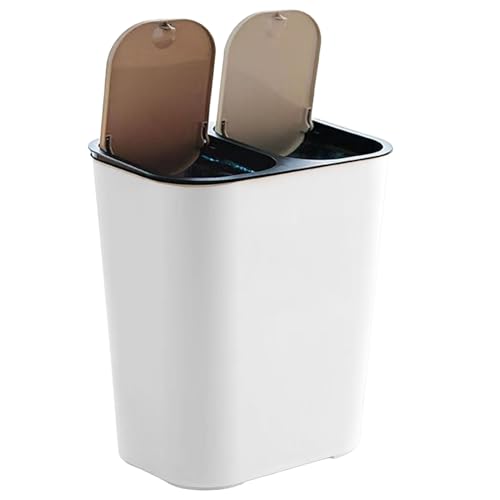 Opiniones y reviews de Basura y reciclaje los más solicitados. 50 Bote de basura - Papelera de reciclaje doble | Contenedor de basura de cocina de 18 litros con de botón, organizador de residuos perfecto para el hogar, oficina, patio, dormitorio