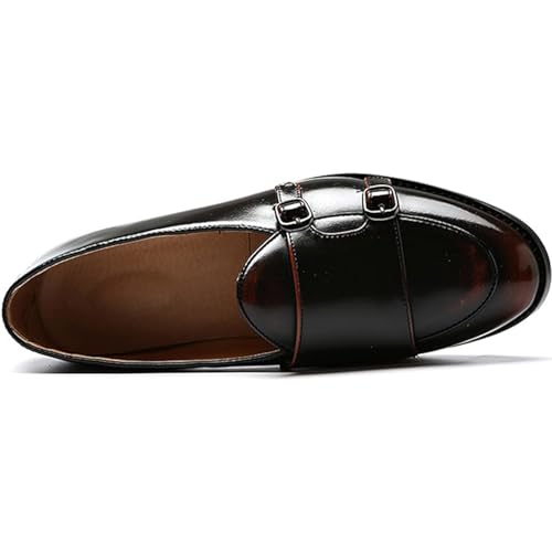 Men Slip On Dress Oxford Shoes Pointed Toe Low Cut Double Monk Strap Casual Handmade Shoes2